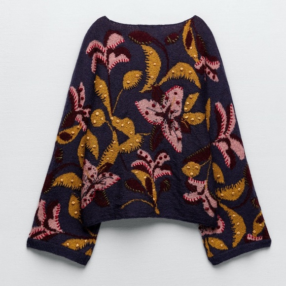 ZARA EMBROIDERED KNIT SWEATER - Picture 8 of 11